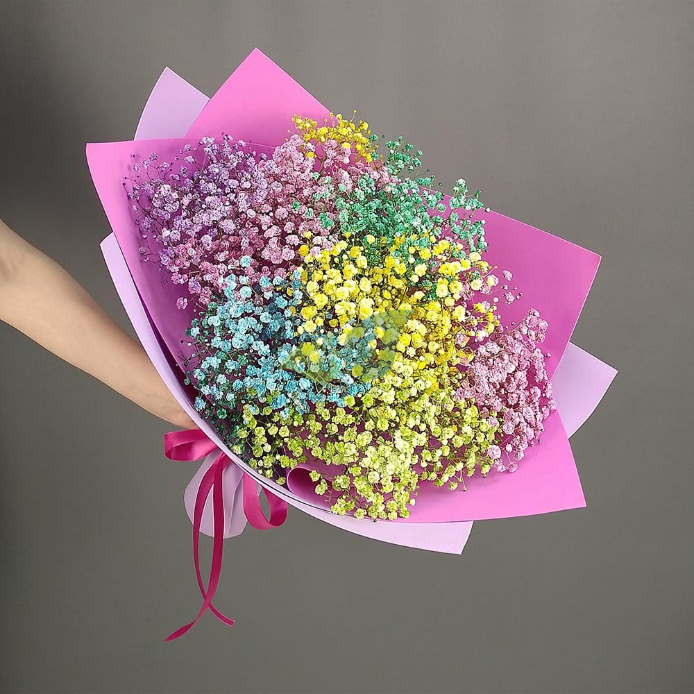 Букет цветов Разноцветная гипсофила